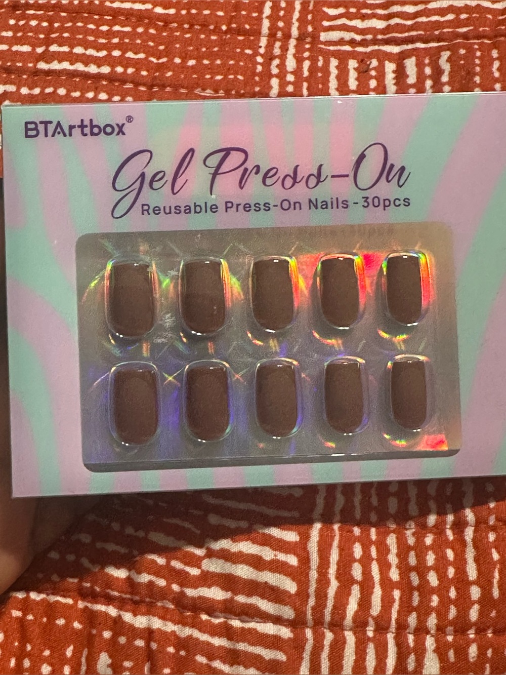 BTArtbox AtlvGel Press-On Nails – Brown Square Glossy | 30 Pieces |